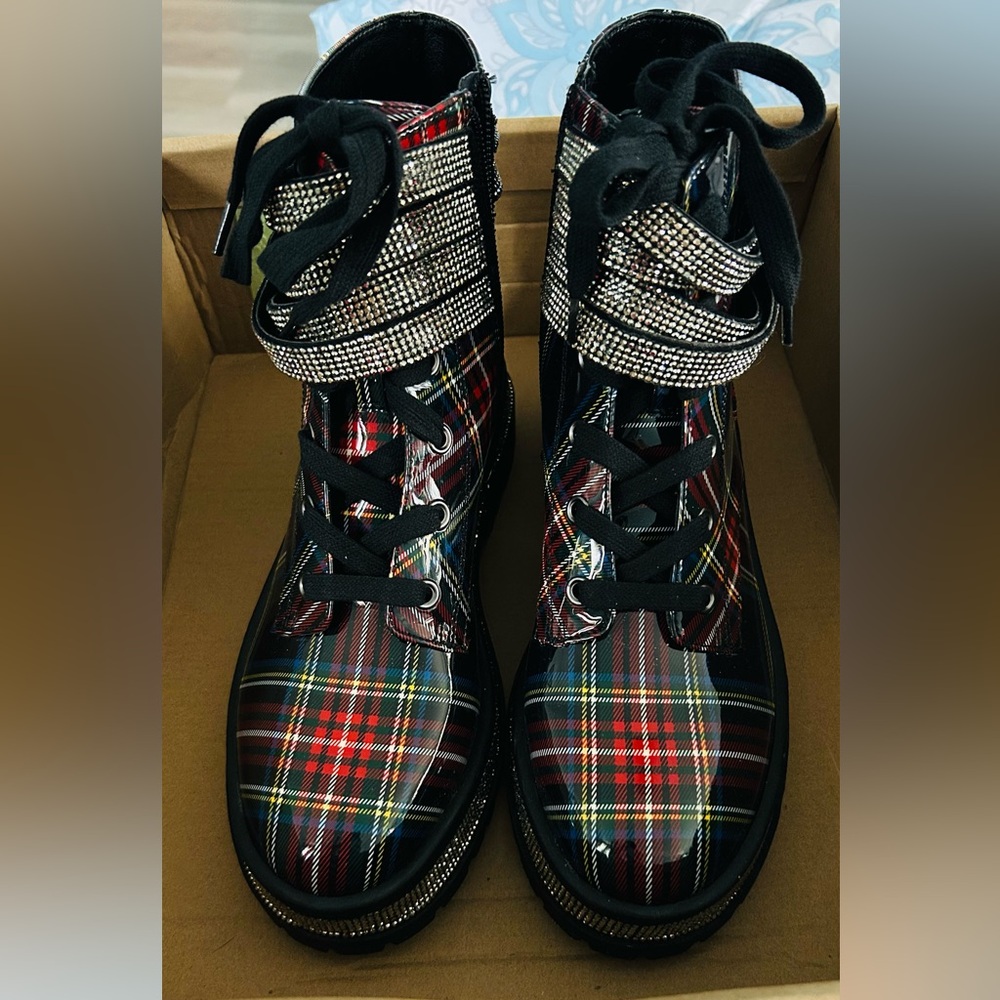 Jessica Simpson plaid/rhinestone Boots